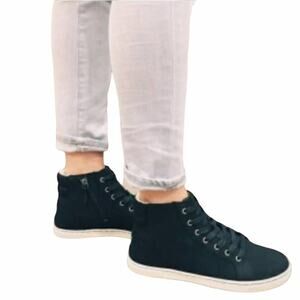 UGG Gradie Trainer Hi-Top Leather Nubuck Side Zip Sneaker 8 Women Black